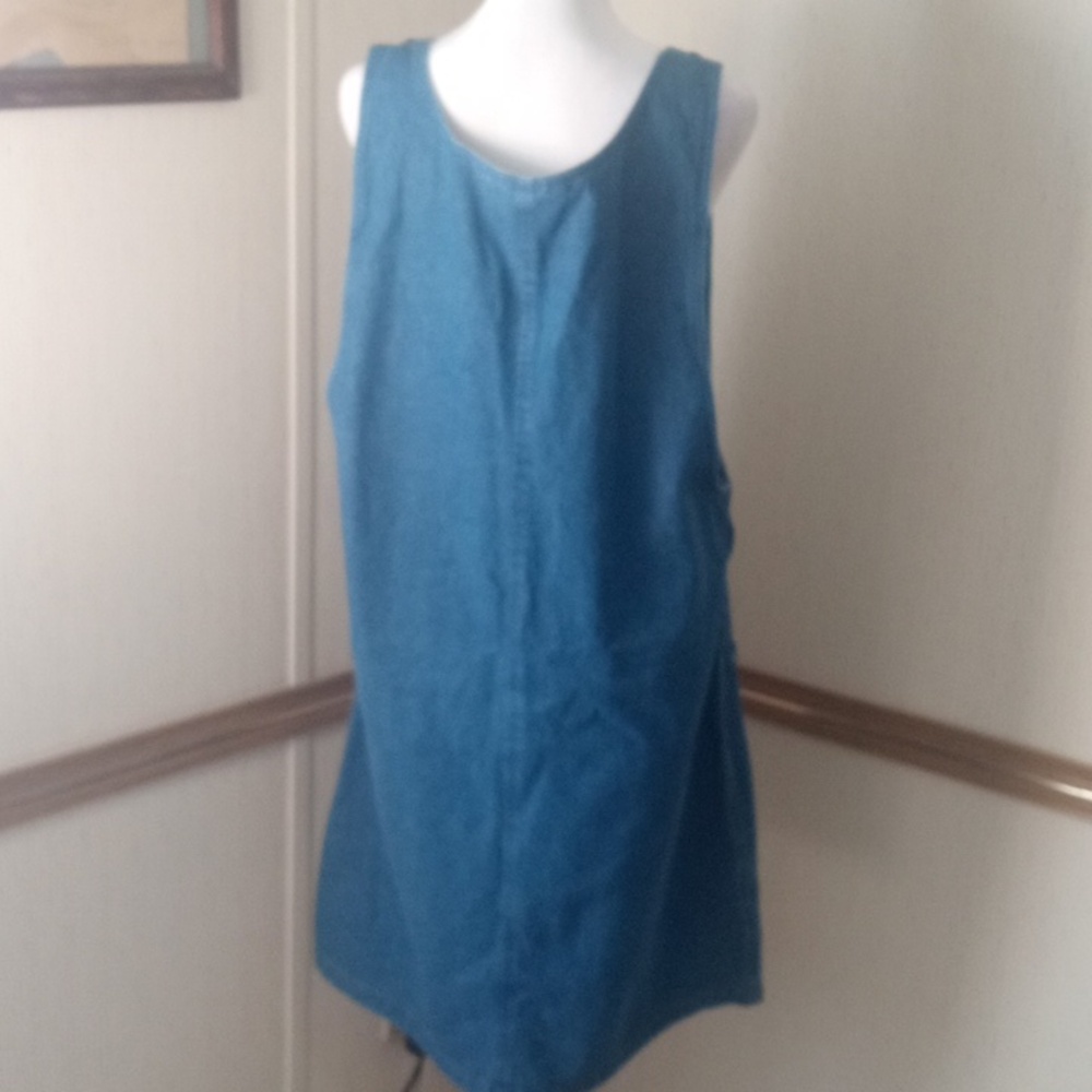 Denim Sleeveless Pinafore Dress - Blue XL,Causal, Comfort, Every Day - Picture 5 of 6